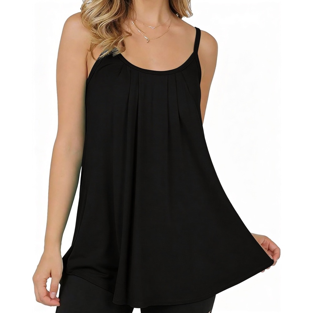 Black pleated swing tank top | retail $30